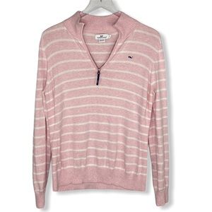 Vineyard Vines pink/white striped pullover sweater